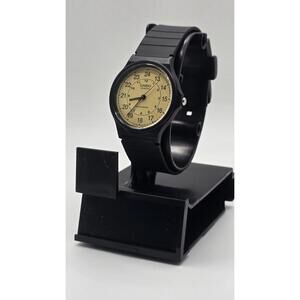 Casio MQ24-9B Men's Black Resin Strap Beige Military Dial 3-Hand Analog Watch